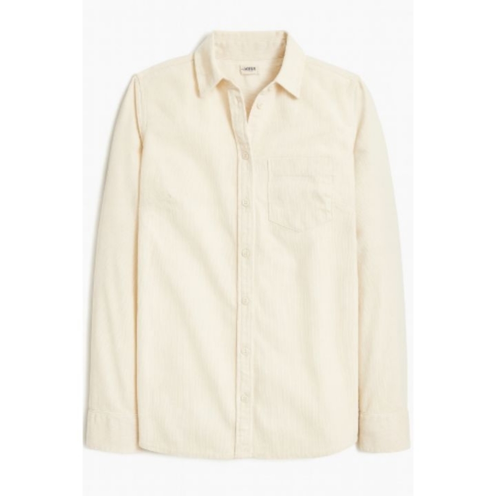 Corduroy Button Down Shirt in Ecru/Cream